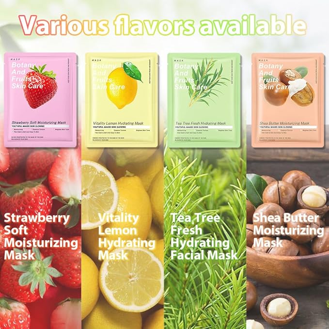 Kaely 12 Pack Variety Face Masks for Kids, Kids Face Mask Spa Day Kit Supplies, Spa Party Favors for Teens Girls Women, Sheet Facial Mask Skincare Gifts Set, Hydrating Nourish for All Skin Types, 03