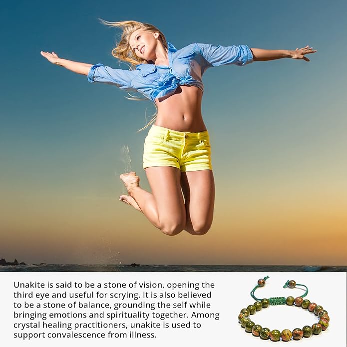 Energy Protection Crystal Handmade Adjustable Bead Bracelet Perfect for Men, Women’s Gift - Gemstone Healing Stretch Bracelet Pulsera Para Hombre Mujer Stocking Stuffer