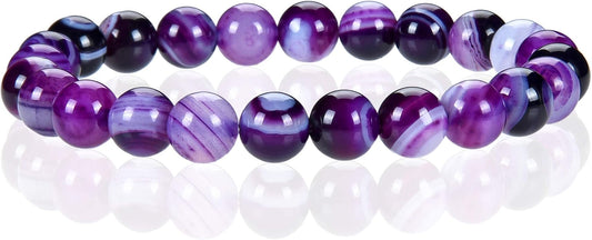 Cherry Tree Collection - Small, Medium, Large Sizes - Gemstone Beaded Bracelets For Women and Men - 8mm Round Beads