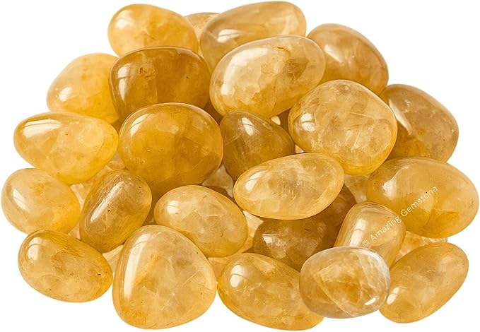 Amazing Gemstone Citrine Crystals and Healing Stones Tumbled - 1 oz Citrine Stone Gem Stones, Natural Healing Stones for Energy Balance, Stress Relief - Premium Polished Gems Rocks for Meditation