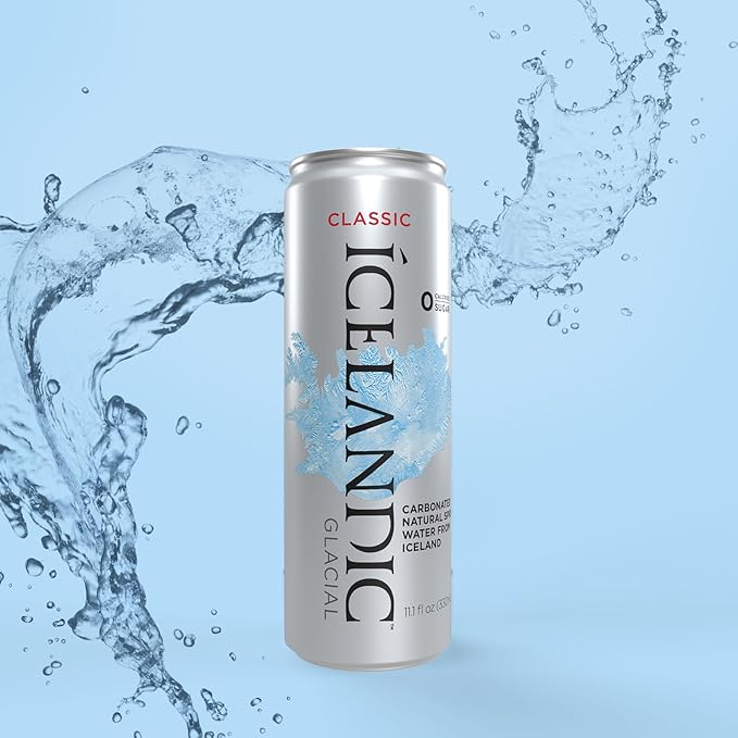 Icelandic Glacial Sparkling Water, Unflavored, 330 ml / 11.1 Fl Oz Cans (Pack of 10)
