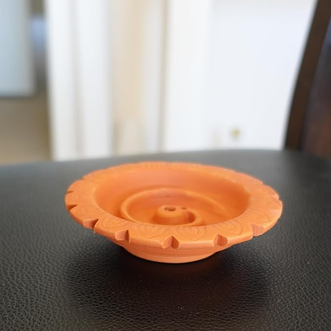 Clay Spiral Incense Burner | Handmade Clay Incense Holder | Holds 1 Regular, 1 Joss Stick and Rope Incenses | Incense Stand Ash Catcher | Rope Incense Burner