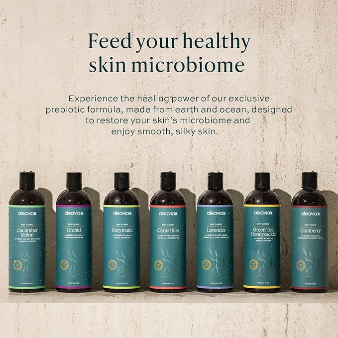 Aleavia Body Cleanse – Organic & All-Natural Prebiotic Body Wash with Pure Essential Oils – Cranberry Scent – Nourish Your Skin Microbiome – 16 Oz.
