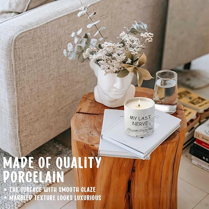 Funny Candle Gifts for Women My Last Nerve Oh Look It's On Fire Candle - Gag Gifts Sarcastic Funny Saying Ceramic Lavender Scented 6 Oz