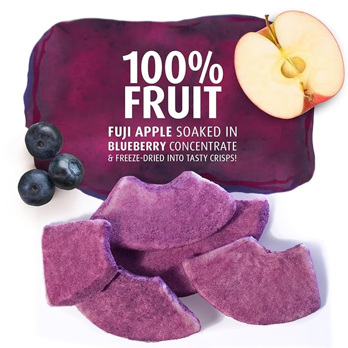 Brothers All Natural Infused Freeze Dried Fruit Crisps, Fuji Apple Infused with Blueberry, 0.85 Oz (Pack of 8), Made with 100% Fruit, Gluten Free, Soy Free, Vegan, Heathy Snack, Resealable Pouch