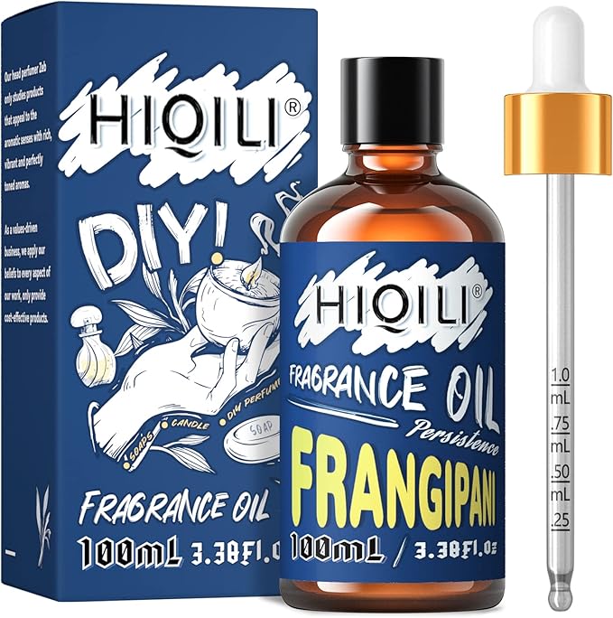 Hiqili Frangipani Essential Oil 100ml - Floral Fragrance Oil for Aromatherapy, Perfect for Home Diffuser, Laundry, Long Lasting Fresh Scent for DIY Candle Soap Perfume Making 3.38 Fl Oz