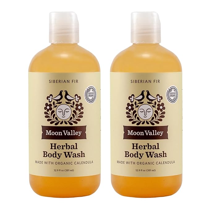 Herbal Body Wash, Siberian Fir by Moon Valley, All Natural Ingredients, No Parabens, Vegan, Moisturizing Essential Oils, Two Pack