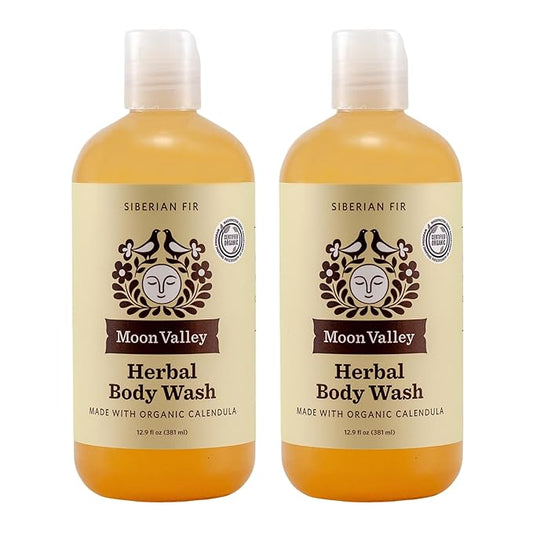 Herbal Body Wash, Siberian Fir by Moon Valley, All Natural Ingredients, No Parabens, Vegan, Moisturizing Essential Oils, Two Pack