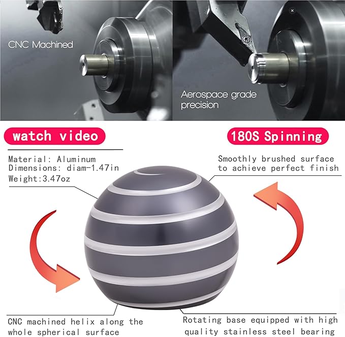 Desk Toys for Fidget Kinetic Cool-Gadgets: 180 Seconds Spinning Toy, Cool-Stuff Thing for Adult Teen Children Kid, Optical-Illusion Stress-Relief Gifts Ball for Man Women Home Office School Christmas