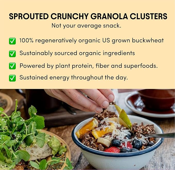 Clusterbucks Superfood Clusters – Grain-Free, Keto-Friendly Granola with Regeneratively Grown Sprouted Buckwheat– Gluten-Free, Low-Carb, Organic Healthy Snack (6 Ounce (Pack of 6), Variety #2)