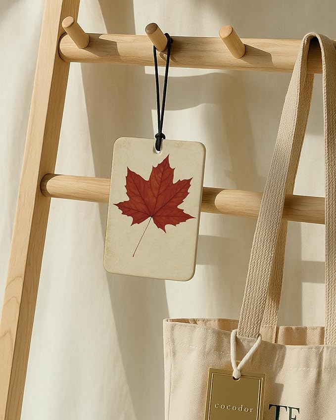 Vintage Fall Maple Leaf Car Air Freshener 4 Pcs, Retro Maple Leaf Autumn Hanging Air Freshener for Cars Closet Drawer Books, Fall Car Accessories Mirror Decor for Women