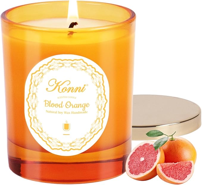 KONNI Scented Candles,Aromatherapy Candle, 7oz Natural Soy Wax Jar Candles, 40 Hour Burn Time, Home Scented Gift for Women & Men Christmas Birthday Mom Friends Blood Orange Soy Candle