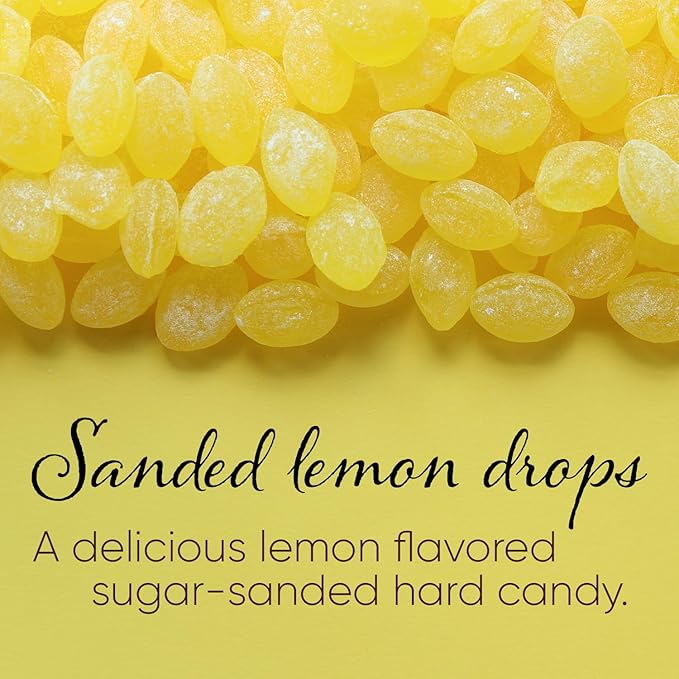 Claeys Sanded Lemon Drops Candy - Bulk Candy Lemon Drops Hard Candy - 2 Pounds - Christmas Candy – Ideal for Holidays, Sour Candy Lovers – Lemon Flavor
