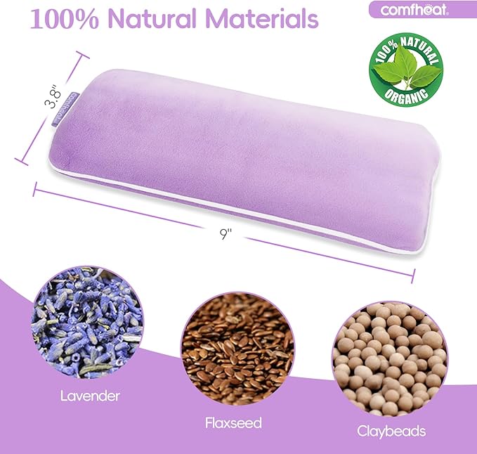 Lavender Weighted Eye Pillow for Yoga, Microwavable Moist Heat Eye Compress Mask with Washable Cover for Relaxation, Sleeping, Meditation, Yoga, Spa, Migraine Relief (Purple)