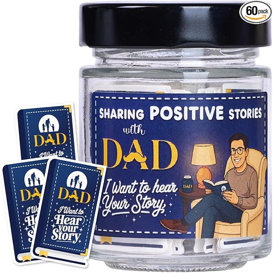 I Want to Hear Your Story, Dad- Sharing Positive Stories Jar - Unique, Sentimental Dad Gifts, Birthday Gift - Thoughtful Journal Prompts for Dad