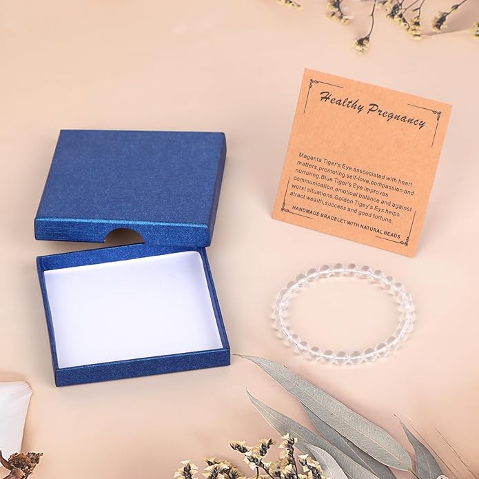 LPBeads Handmade Natural Gemstone Stretch Elastic Bracelet Healing Crystal Round Stone Beads Jewelry Gifts for Women Men