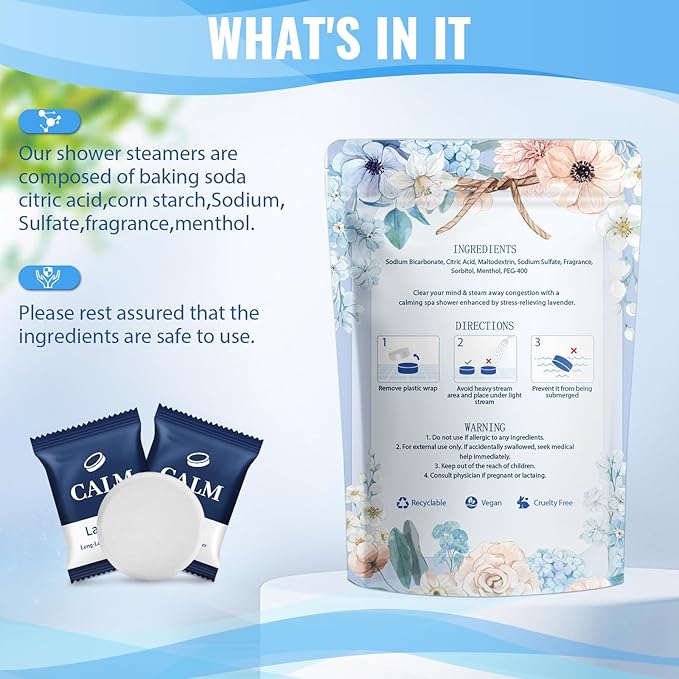 TranquilBliss Shower Steamers-15 Pack Shower Bombs with Lavender Scent, Self-Care Presents for Women Who Have Everything, Relaxation Birthday Presents for Women, Valentines Day Presents for Her