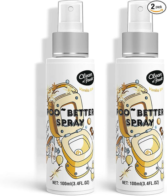 Clean-n-Fresh Toilet Spray 6.8 Fl.Oz, Vanilla Scent, Natural Plant Essential Oil Air Freshener & Odor Eliminator