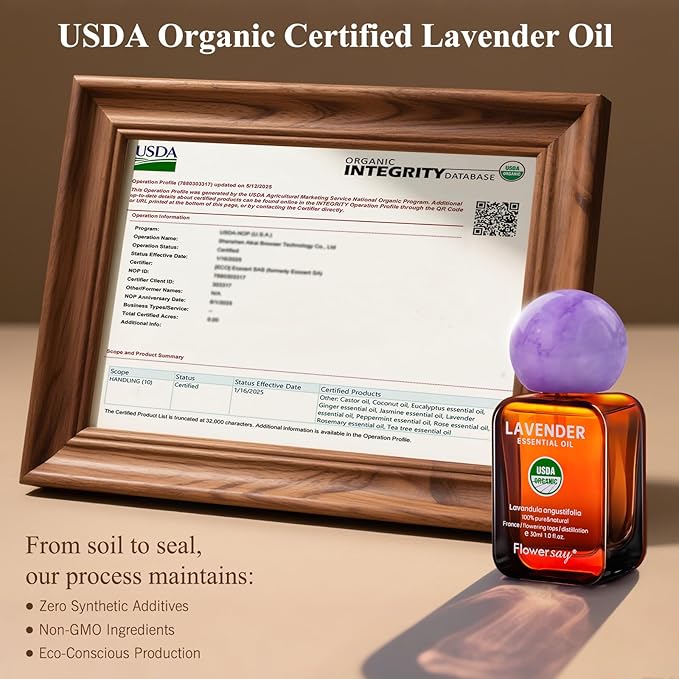 Flower Say Lavender Essential Oil for Skin, 100% Pure Lavender Oil for Massage, Sleep Support, Hair Growth, Aromatherapy, Gift -30ml