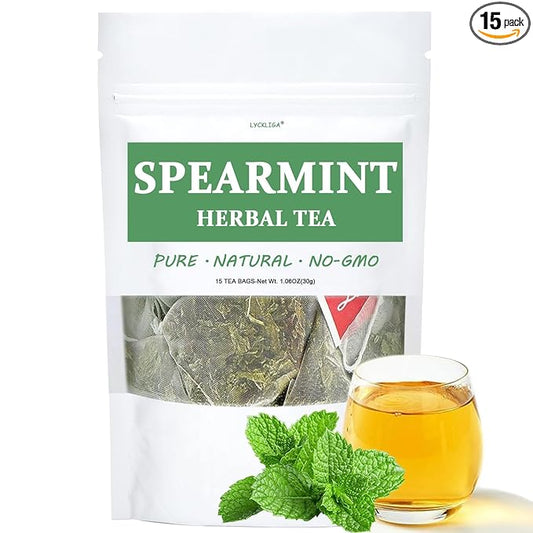 LYCKLIGA - Spearmint Tea Bags - Spearmint Leaves - Support Digestion & Natural Breath Freshener - Traditional Herbal Tea.(15 Tea bags)