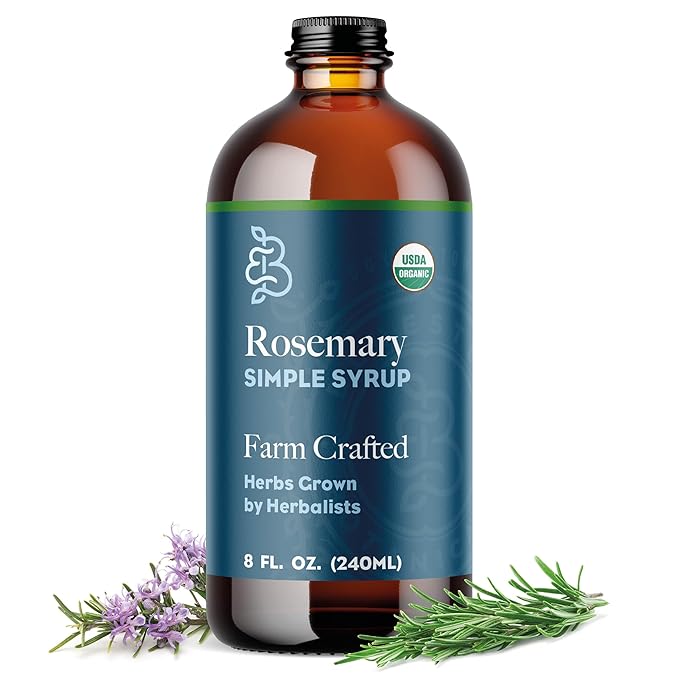 Bluestem Botanicals Organic Rosemary Simple Syrup, 8 oz, Cocktail and Mocktail Mixer for Drinks, Non-Alcoholic