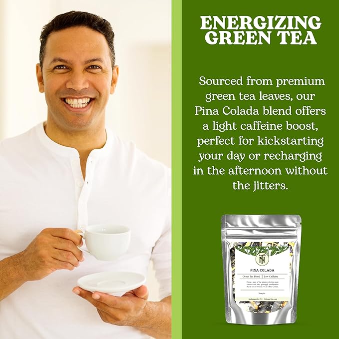 Nelson's Tea - Pina Colada - Green Loose Leaf Tea - Green Tea, coconut, dried pineapple, and marigold petals - 2 oz.