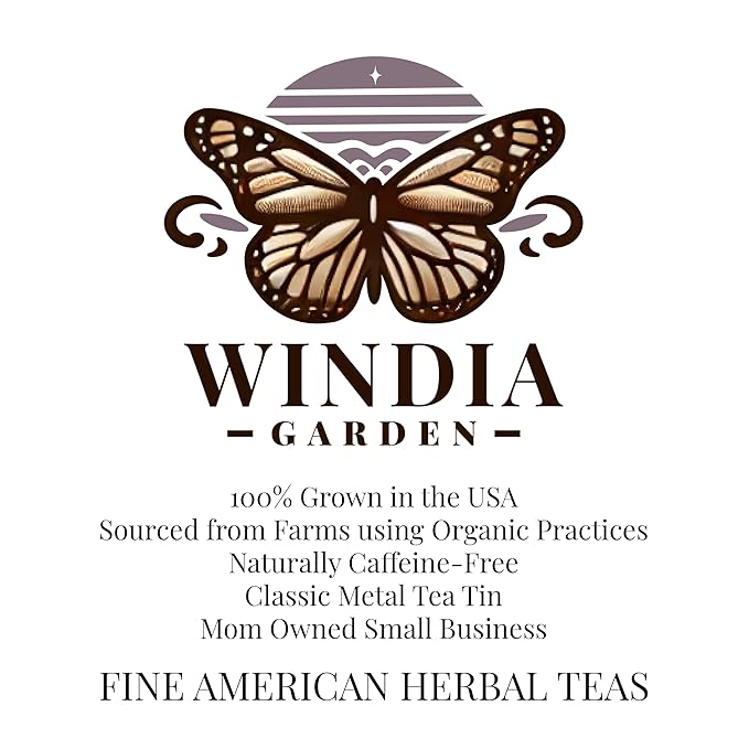 Windia Garden, Peppermint Tea, Loose Leaf Herbal Tea, Grown in USA, Caffeine-Free, Classic Metal Tea Tin, Hand-Packed in California, Small Woman Owned Business