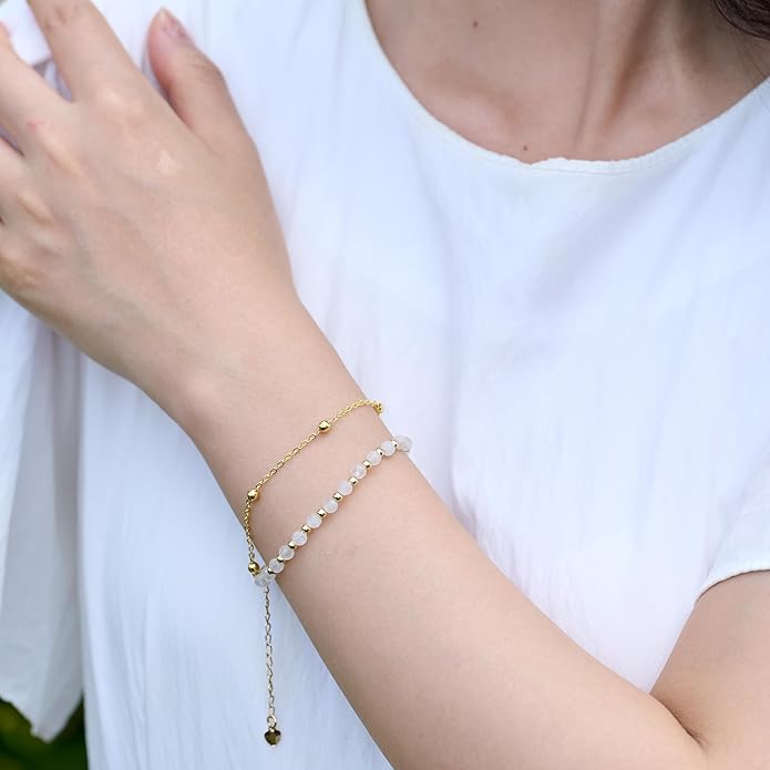 Farfume Crystal Bracelet Beaded Bracelets for Women 4mm Natural Stone Beads Gemstone Handmade Anxiety Jewelry Gifts