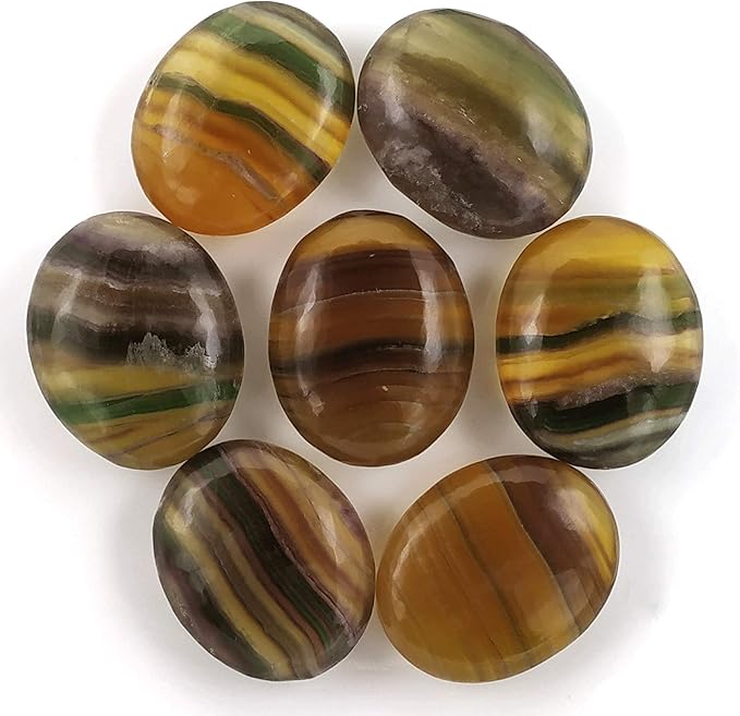 Amazing Gemstone Fluorite Crystals and Healing Stones - Large Palm Stone Crystals Piedra - Crystal for Good Luck, Balanced Positive Energy, Meditation - Unique Stocking Stuffers, Gifts for Women, Men