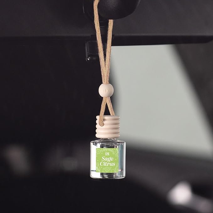 CANDECraftCo Car Air Hanging Fragrance Oil, Car Auto Freshener for Essential Oils, Scents Fragrance Aromatherapy Automobile Diffuser, Long Lasting (Sage Citrus)