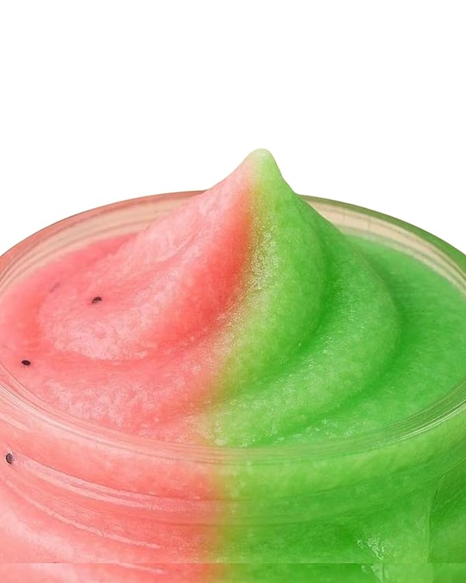 Exfoliating Sugar Scrub - Fruit Scented Exfoliating Body Scrub - Moisturizing Natural Face and Body Polish with Essential Oils - Gentle for Sensitive Skin - Watermelon, 8oz