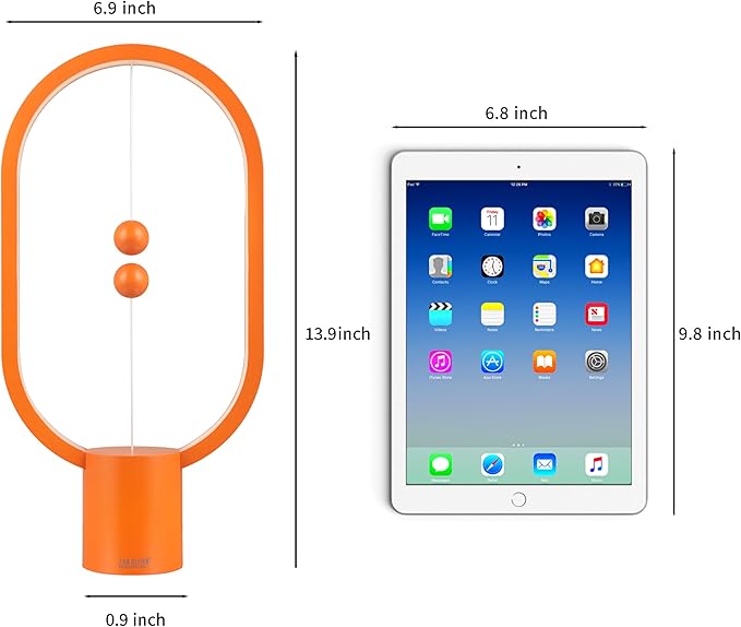 Heng Balance Light, USB Powered LED Table lamp, Creative, Magnetic Switch Night Light, dimmable Eye Protection Table lamp, Used for Gifts, Decoration Bedside, Dormitory and Office(Orange)