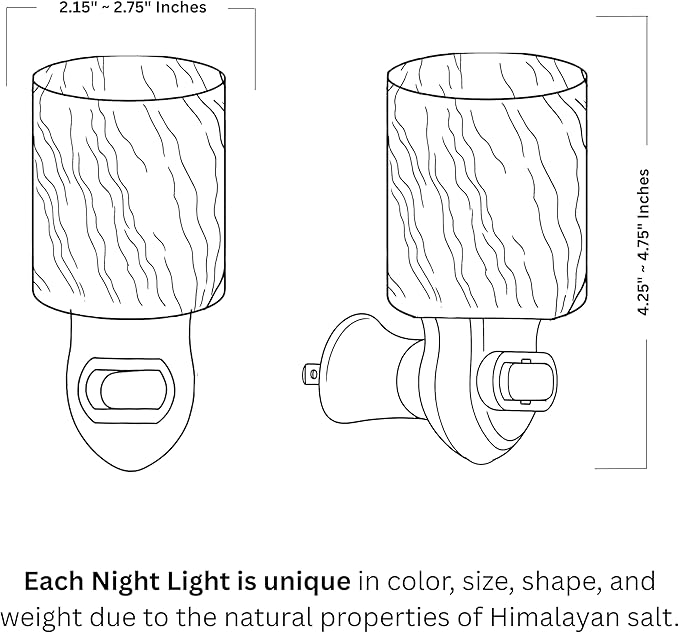 Himalayan Rock Salt Night Light Cylinder Shape 2Pack