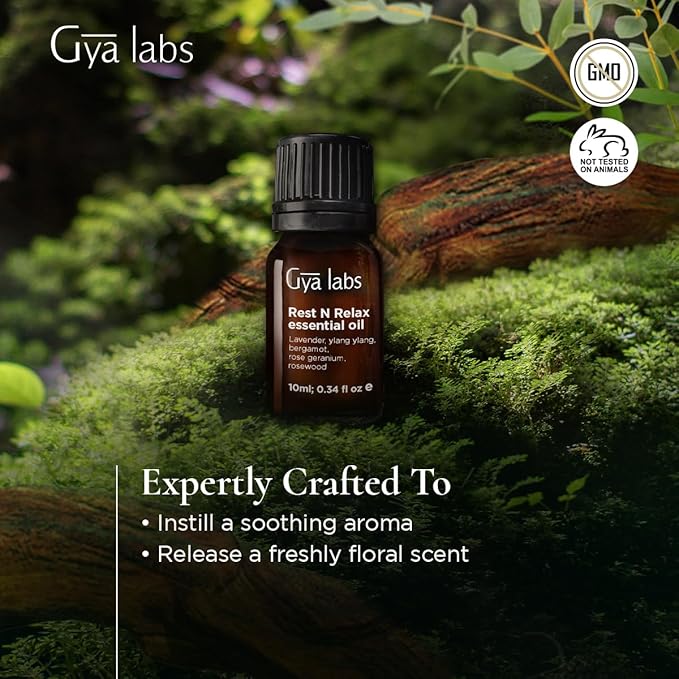 Gya Labs Rest N Relax Essential Oil Blend for Diffuser & Skin - Calming & Relaxing Oil for Massage & Aromatherapy (0.34 Fl Oz)
