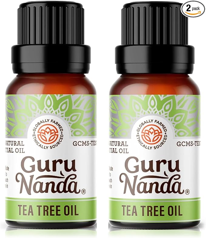GuruNanda Tea Tree Essential Oil (2x0.5 Fl Oz) - 100% Pure, Undiluted Aromatherapy Oil for Diffusers, Massage, DIY Recipes, Helps in Skin & Hair Care