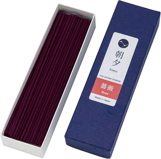 Asayu Japanese Low Smoke Rose Incense Sticks 20g Sample Size, 100% Made in Japan with Less Irritation, Non-Toxic Incense for Evening Relax, Yoga, Meditation or Mindfulness