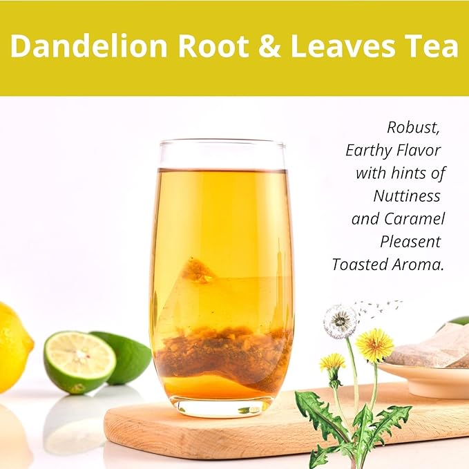55 Dandelion Tea Bags, 3g/Bags 5.82oz, VitalForest Natural Dandelion Leaf and Root Tea, Dried Dandelion Root Tea Leaves, Caffeine Free, Health Herb Diente De Leon, Eco-Conscious Corn Fiber Tea Bags