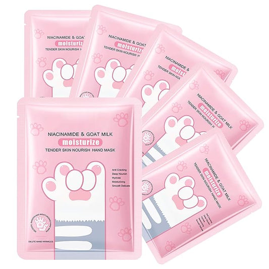 Hand Masks, 6 Pairs Hydrating Exfoliating Hand Peeling Mask, Smooth Hand Masks Moisturizing Gloves Overnight for Dry, Rough, Cracked Hands, Hand Skin Moisturizer Glove for Women Men（A