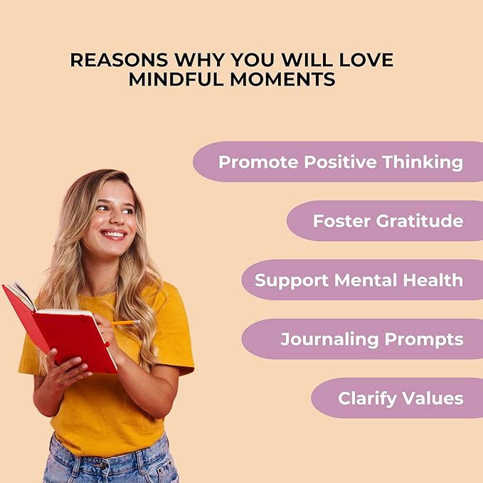 Mindful Moments Daily Affirmation Cards for Women, 106 Positive Inspirational Messages & Self Reflection Journal Prompts, Meditation Cards with Display Stand, Gifts for Her