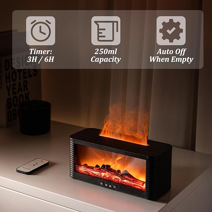 Essential Oil Diffuser for Home, Bedroom Humidifiers, Air Scent Aroma Aromatherapy Ultrasonic Humidifier Machine Timer Small Mini difusor de Aromas para casa Living Room Office Decor Gifts Fireplace