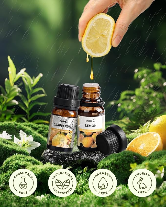 MIZZEO Fruity Essential Oil Set, Premium Pure & Natural Aromatherapy Essential Oils for Diffuser for Home, 3 * 10 ML Diffuser Oil Gift Set- Sweet Orange,Lemon,Grapefruit