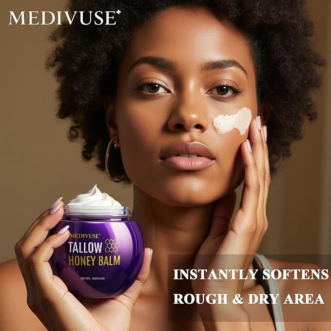 Tallow and Honey Balm - 120 ML Organic Grass-Fed Beef Balm - Deeply Moisturizing Body Cream - Beef Tallow for Face Body Lotion for Dry & Sensitive Skin