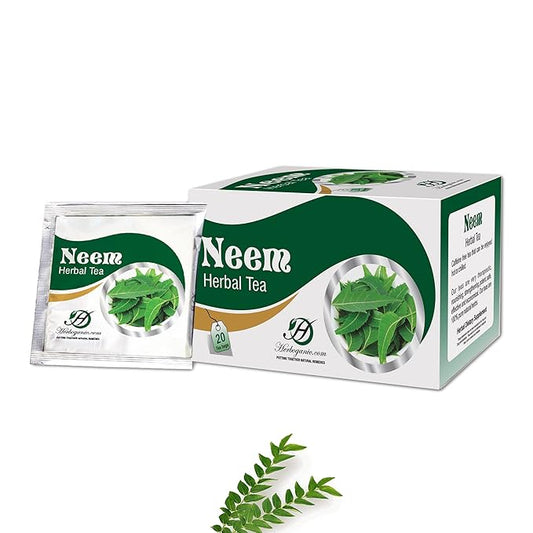 HERBOGANIC Neem Herbal Tea - Digestion Support and Immune Boost | Refreshing and Delicious Blend | Natural Ingredients | 20 Tea Bags