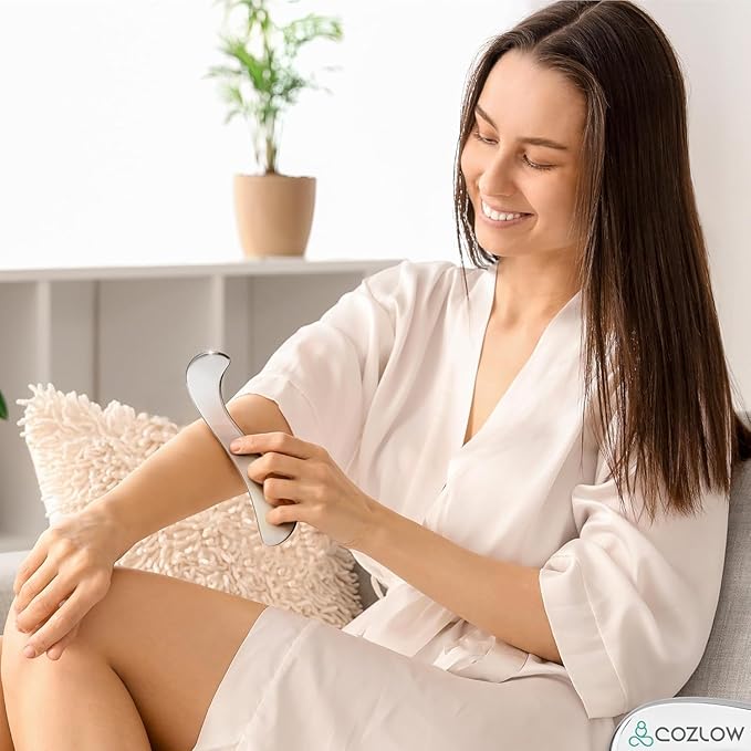 COZLOW 3-in-1 Muscle Scraper Tool Set - Skin Scraping Massage Tools for IASTM Therapy - Deep Tissue Gua Sha for Soft Tissue Mobilization, Fascia & Myofascial Release - Stainless Steel Metal Blades