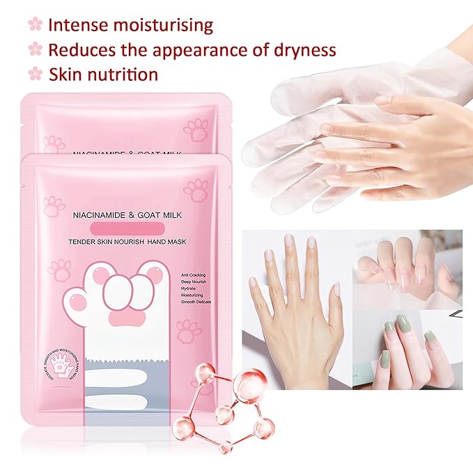 Hand Masks Moisturizing Gloves,6 Pairs Hydrating Hand Peel Masks Gift Set for Dry Cracked Hands Care,Long-lasting and Non-greasy Hand Moisturizer Gloves for Women C