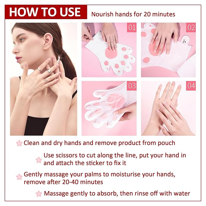 Hand Masks Moisturizing Gloves,12 Pairs Hydrating Hand Peel Masks Gift Set for Dry Cracked Hands Care,Long-lasting and Non-greasy Hand Moisturizer Gloves for Women