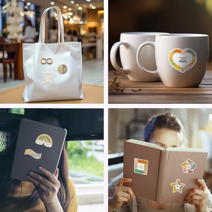 Libima 72 Pieces Anxiety Sensory Stickers Textured Stickers Fidget Mindfulness Sticker School Counselor Supplies Adult Sensory Items Anxiety Relief, 9 Styles (Vintage Color)