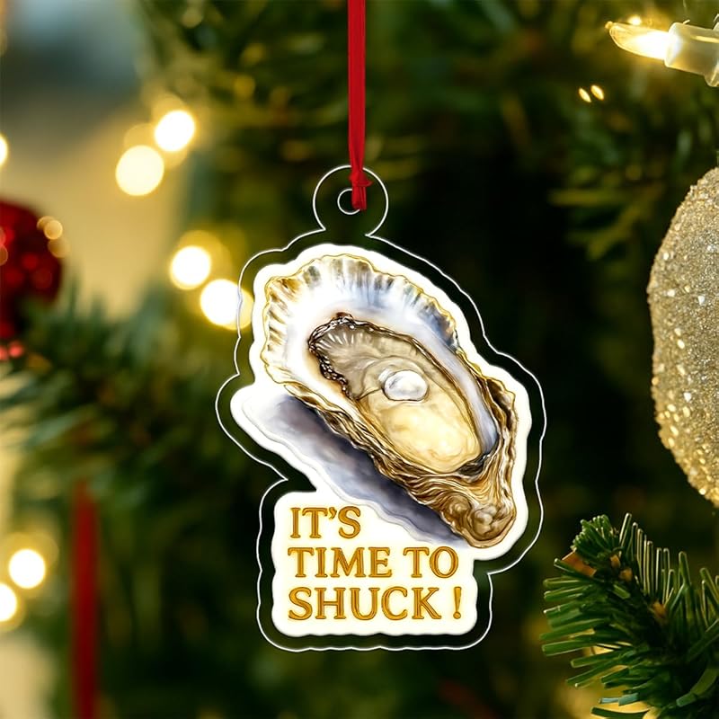 Funny Oyster Ornament, Gag Christmas Ornament, Seafood Lover Gift, Unique Holiday Decoration, Fun Keepsake for Foodies Acrylic Ornament – Personalized Christmas Tree Decoration,