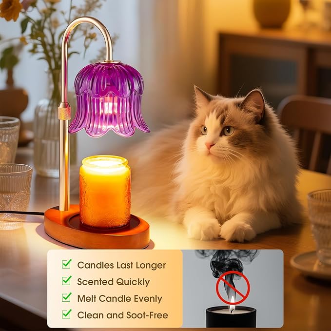 Candle Warmer Lamp Adjustable Timer Electric－Purple Flower-Shaped Wax lamp