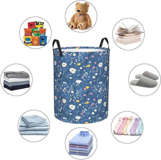 Laundry Basket Wildflowers Collapsible Large Capacity, Dirty Clothes Basket Durable Lightweight Hamper With Handles Ideal For Clothes, Toys Home Organization